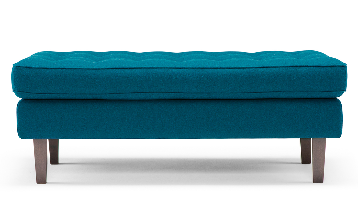 Heal's Hepburn Ottoman St Mortitz Wool Teal Walnut Feet
