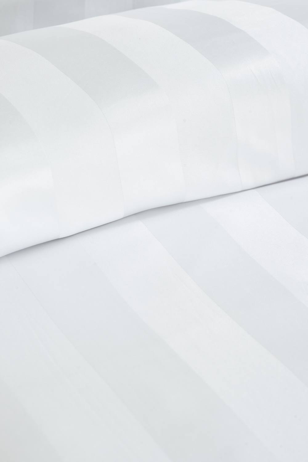 Catherine Lansfield 'So Soft Satin Stripe' Duvet Cover Set in White 3