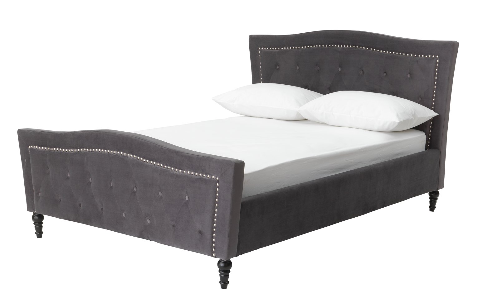 Argos Home Allura Kingsize Velvet Bed Frame - Charcoal