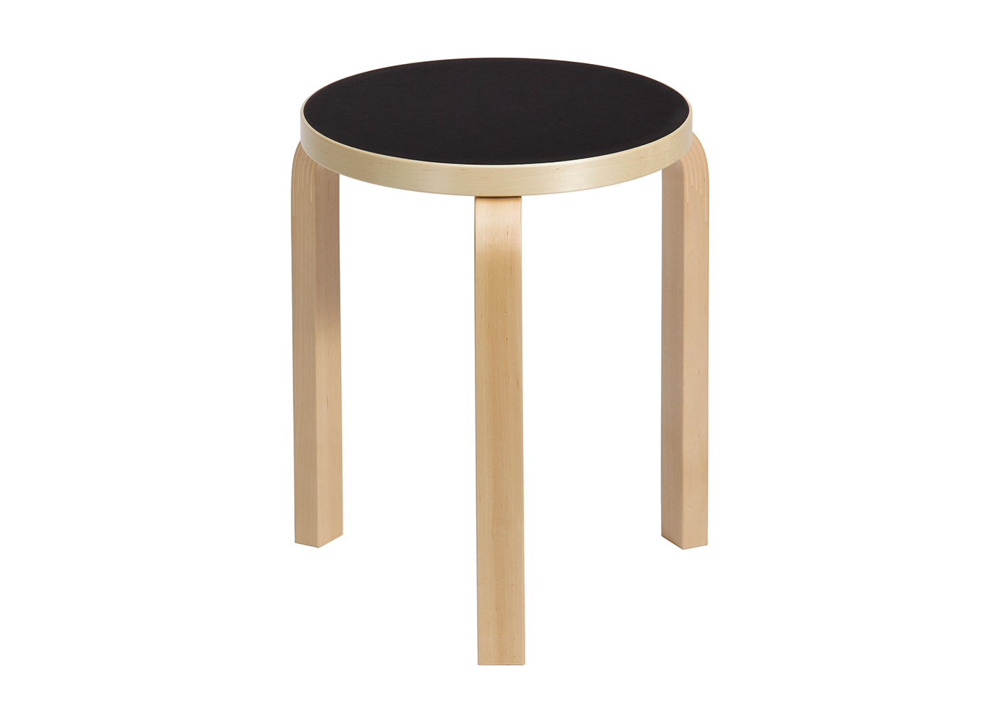 &Tradition Stool 60 Natural Birch Black Linoleum Seat