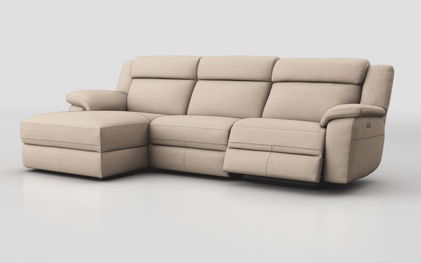Brown Fabric Sarsina 3 Seater Sofa Right Hand Facing Power & Left Hand Facing Lounger