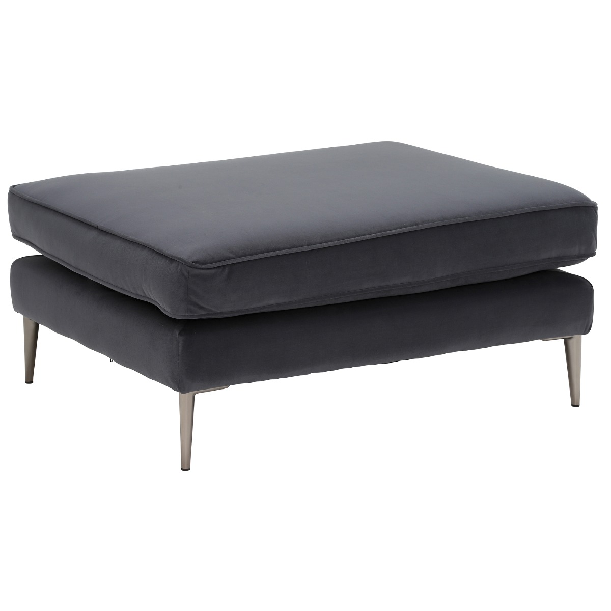 Conza Velvet Footstool, Charcoal