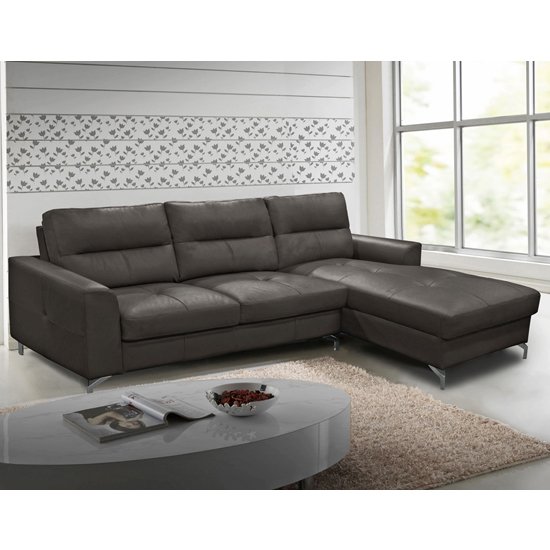 Tanaro Leathaire Fabric Right Handed Corner Sofa Bed In Grey