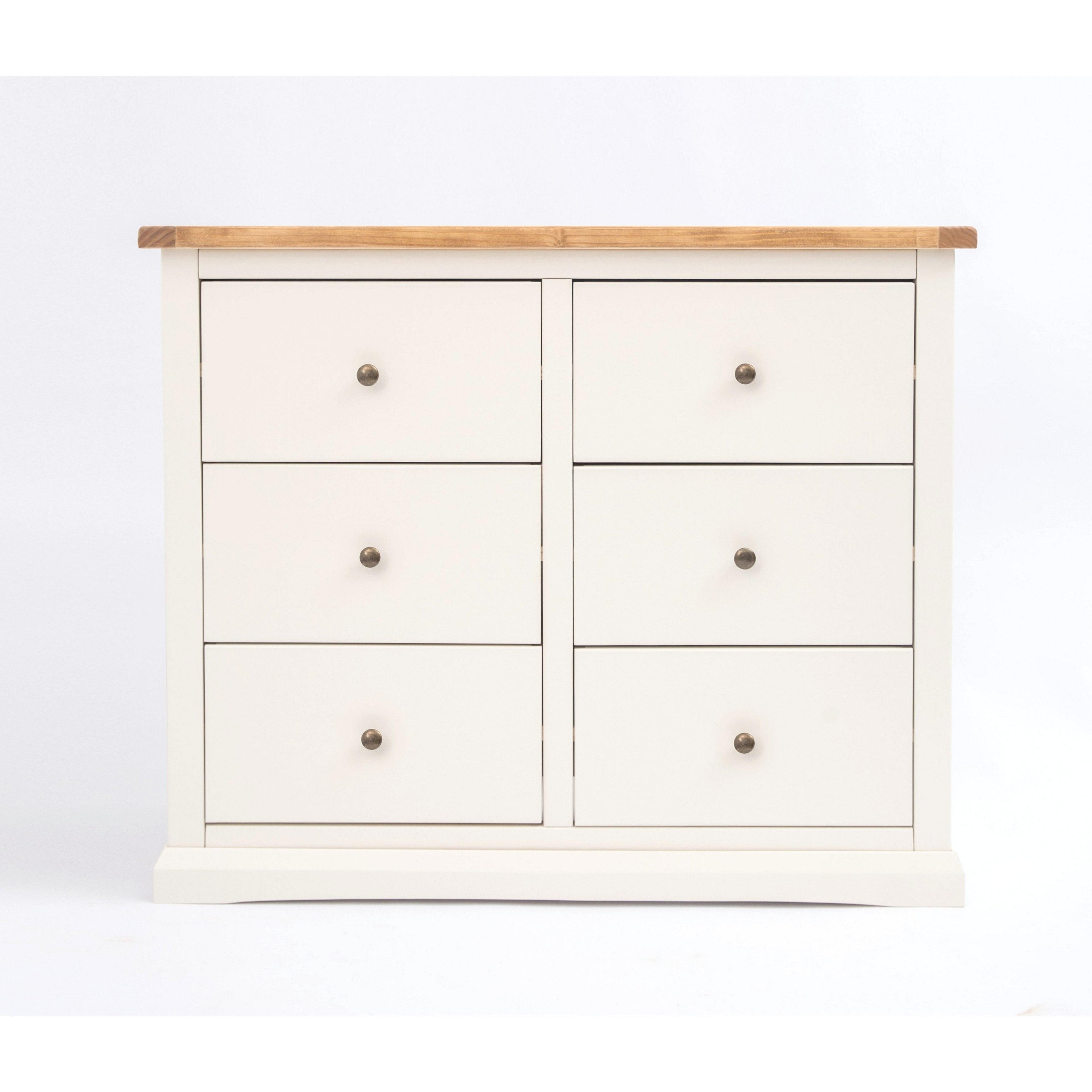 Cabinet Bits Castelli 6 Drawer Chest of Drawers Brass Knob in Off-White