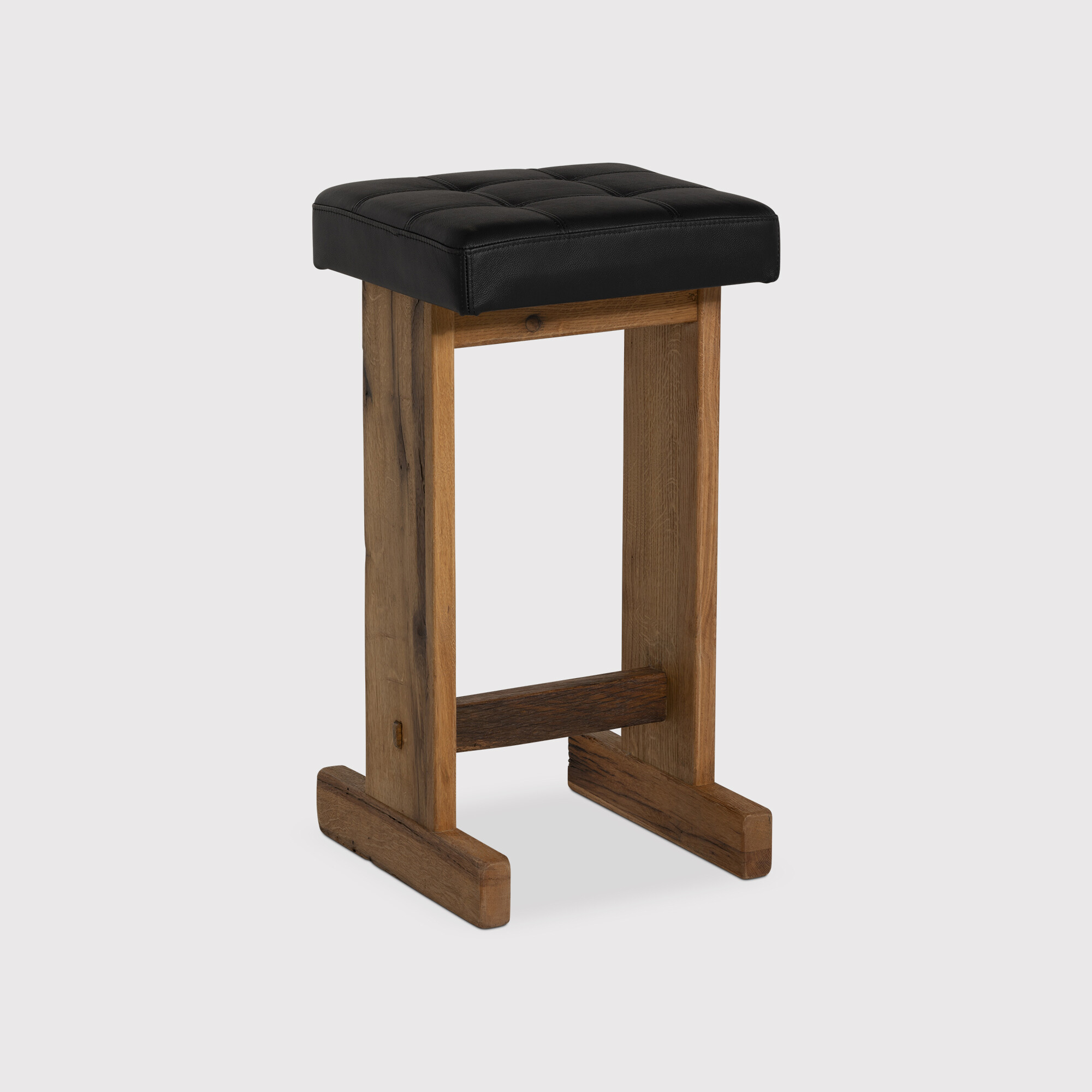 Caledon Bar Bar Stool - Leather L01 41x40x77cm, Brown Oak | Barker & Stonehouse
