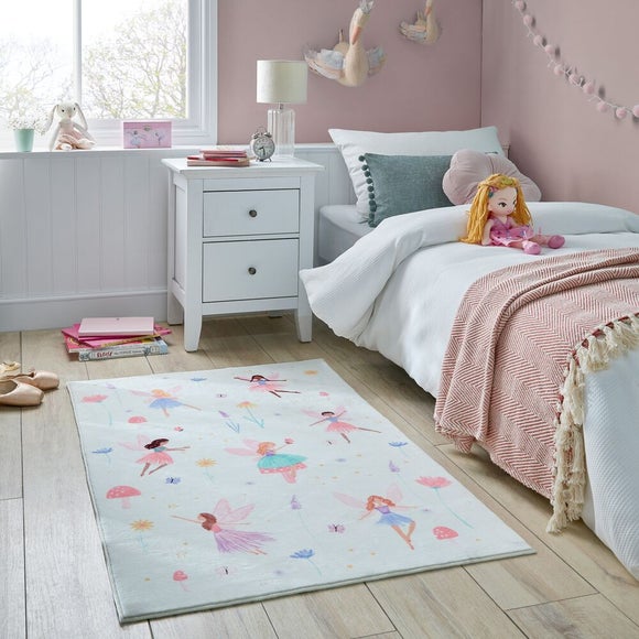 Meadow Fairies Washable Faux Fur Rug