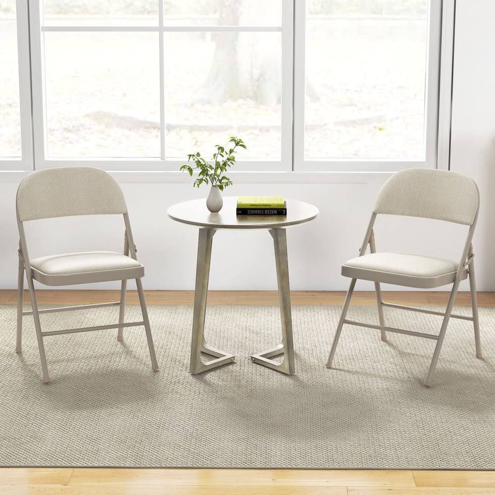 Costway Set of 6 Folding Fabric Padded Chairs w/ Sponge Seat & Backrest in Beige 5