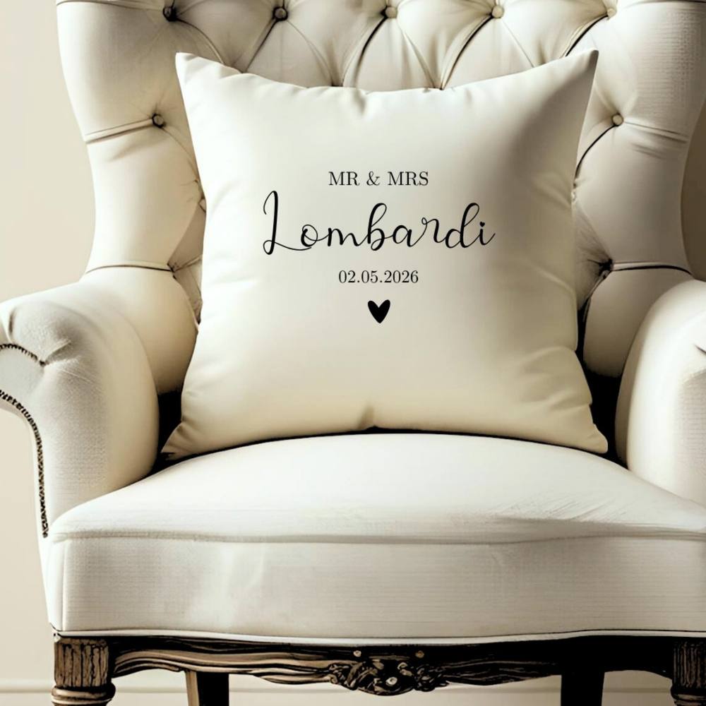 Aye Do Gifts Personalised Mr & Mrs Wedding Cushion in Cream