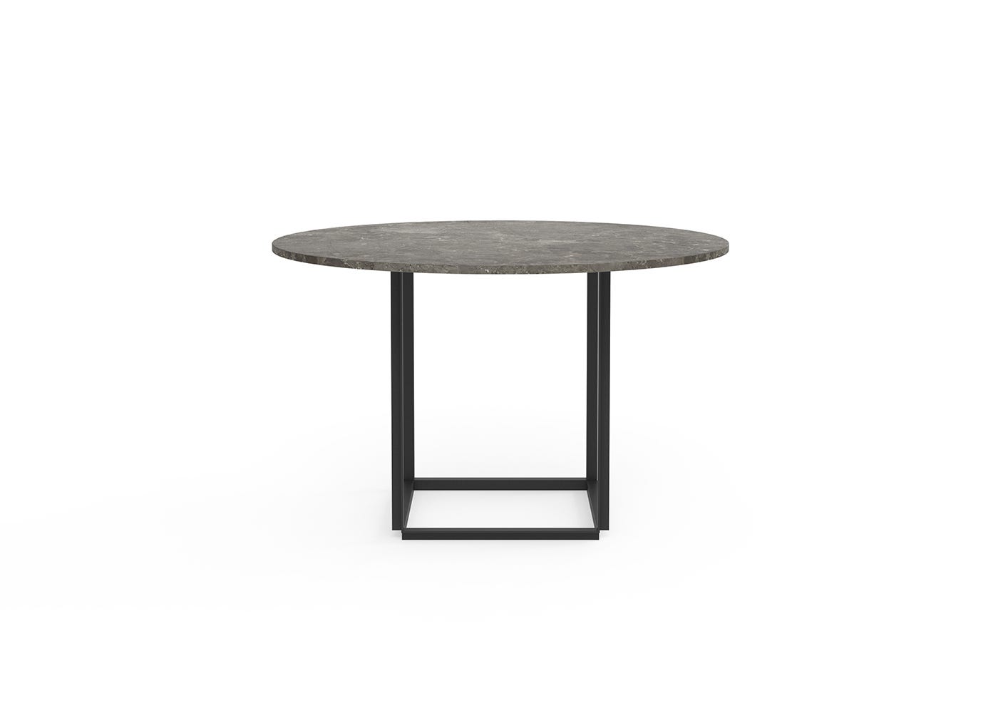 New Works Florence Dining Table 120cm Gris du Marais Marble Black Frame