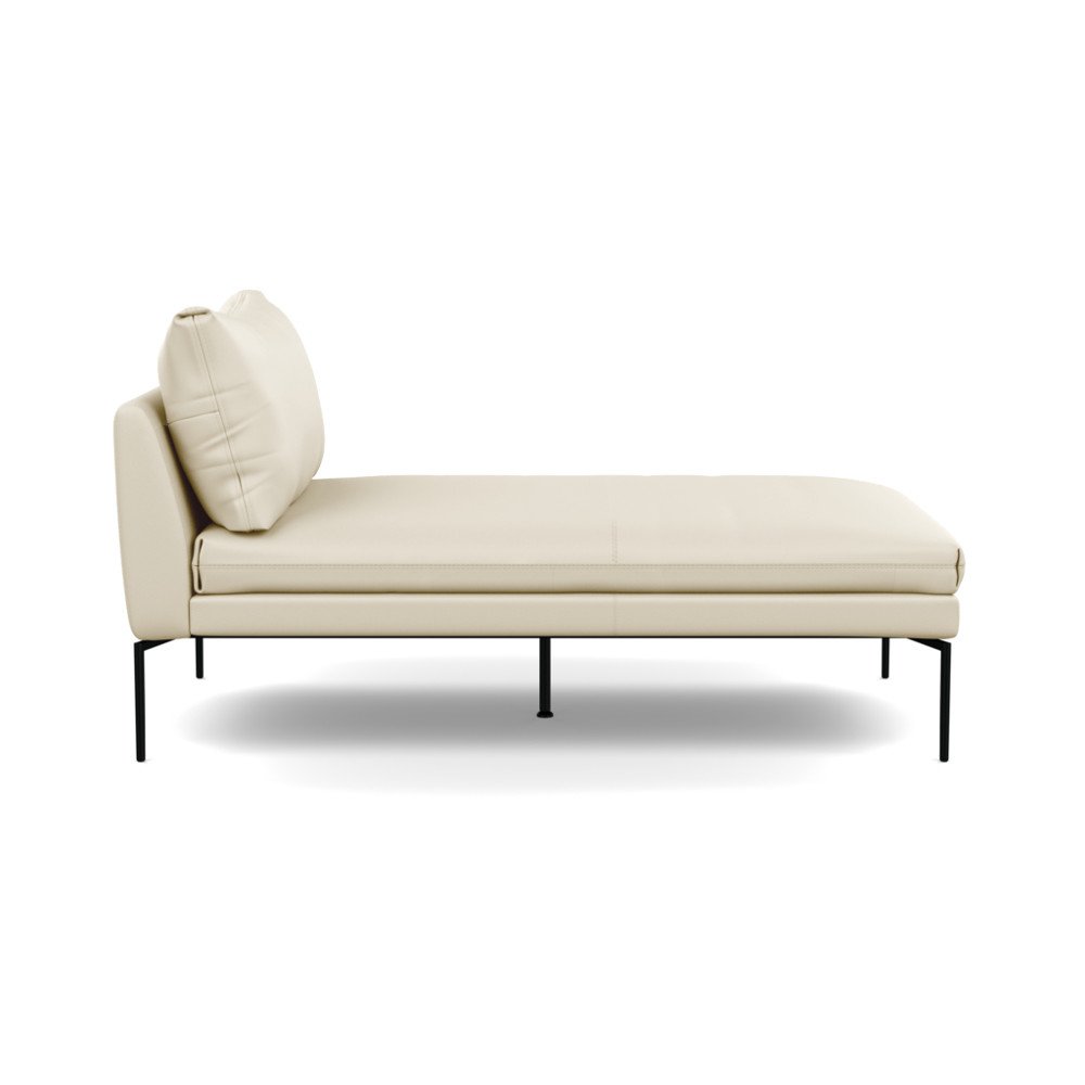 Heal's Matera Chaise Longue Leather Grain Storm 006 Black Feet