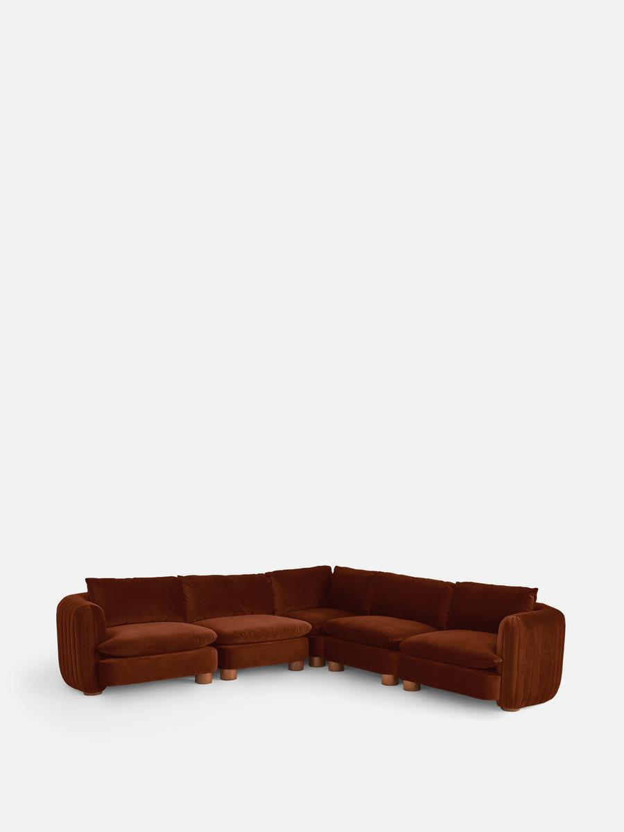 Vivienne Modular Corner Sofa, Velvet Rust