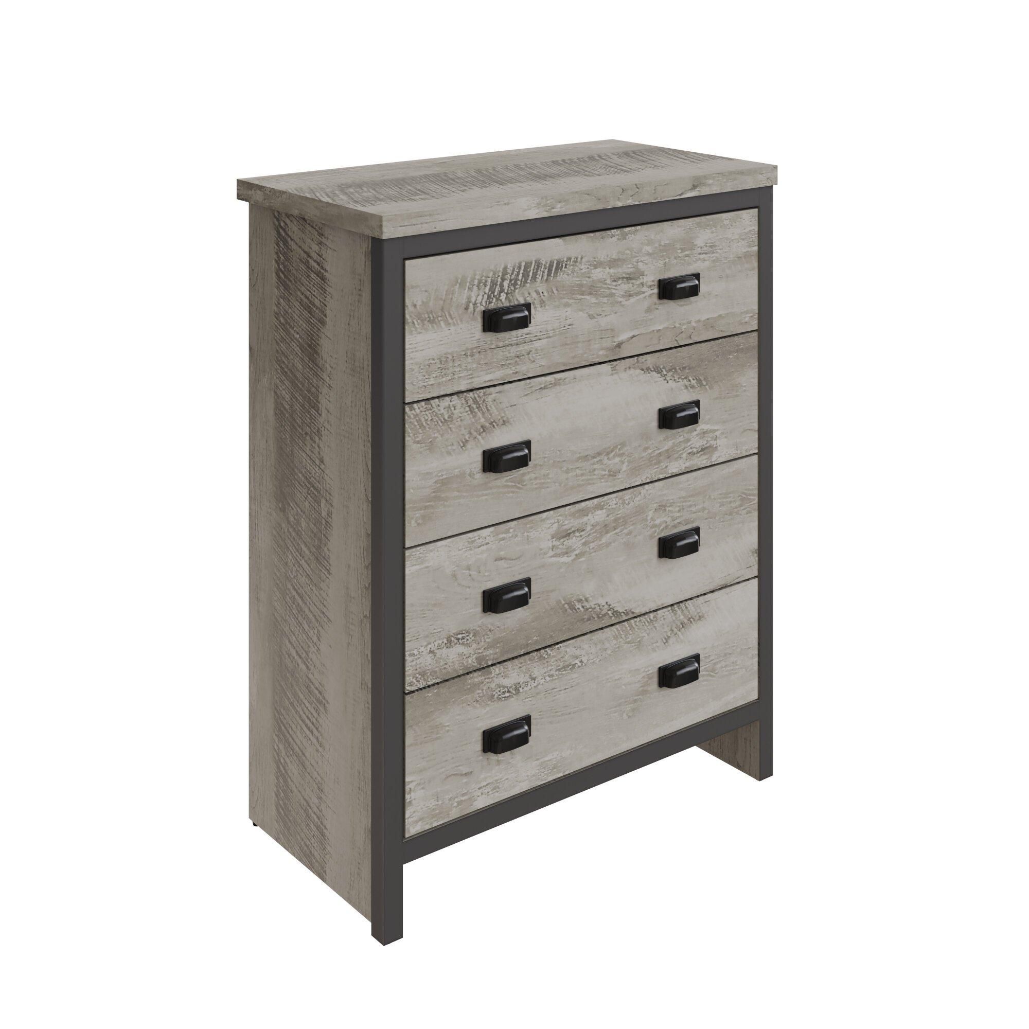 GFW Boston 4 Drawer Chest of Drawers in Grey