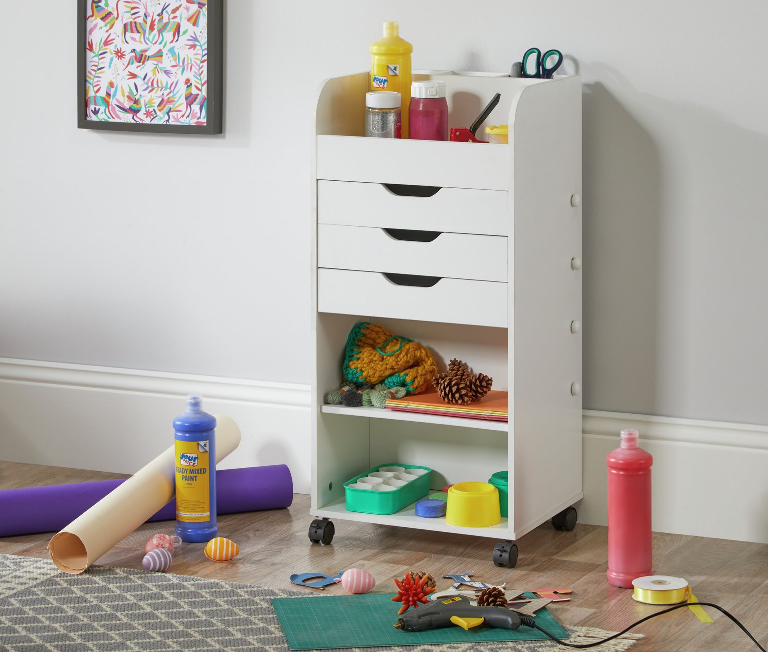 Lloyd Pascal Kids Small 3 Drawers Craft Desk - White