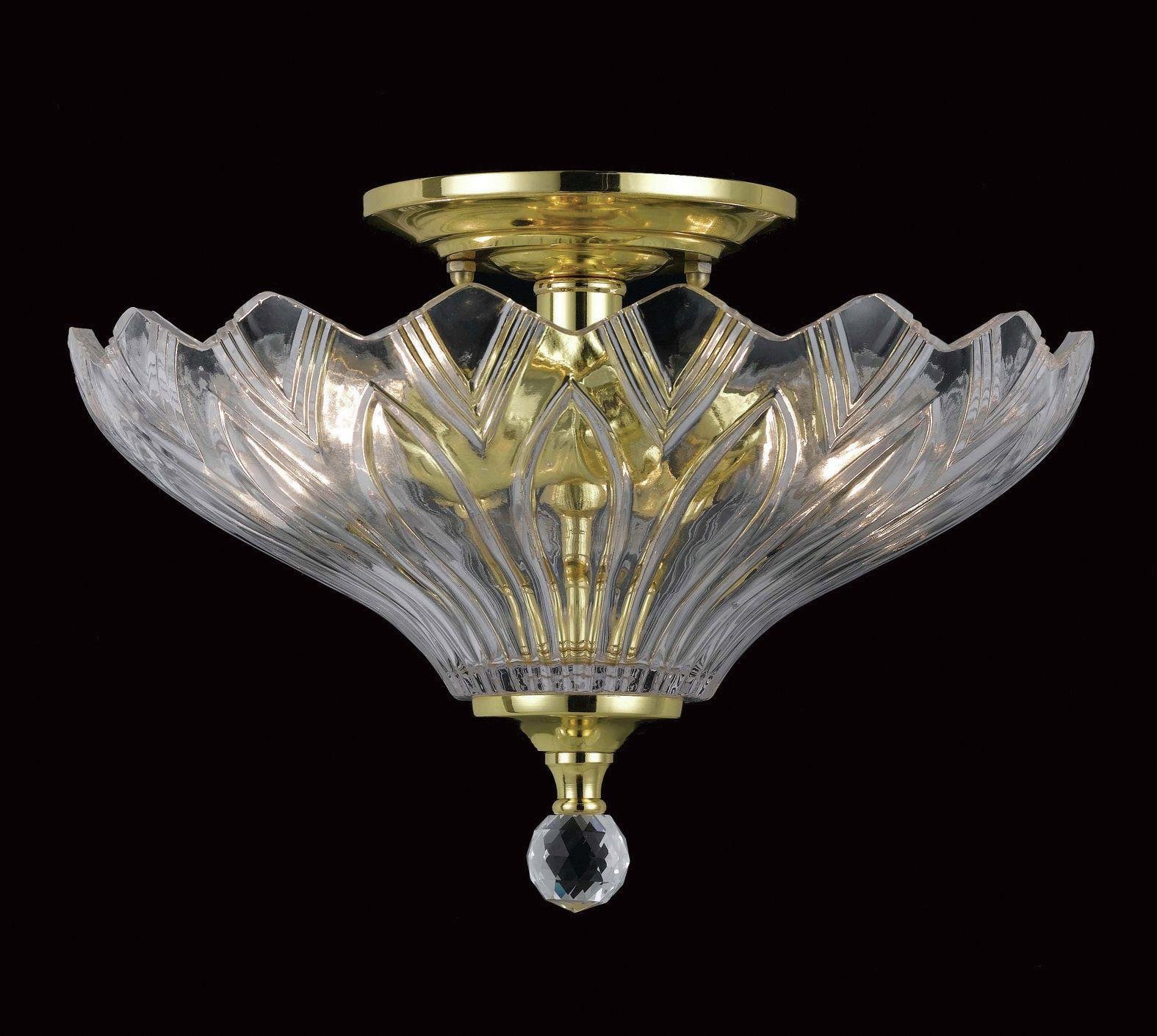 Dallas Glass 2 Bulb Light Fitting - Polished Brass.