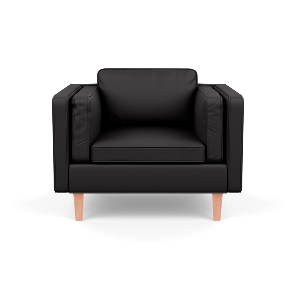 Heal's Chill Armchair Leather Grain Graphite 063 Natural Feet