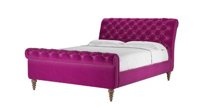 Knightsbridge King Bed in Peony Cotton Matt Velvet - sofa.com