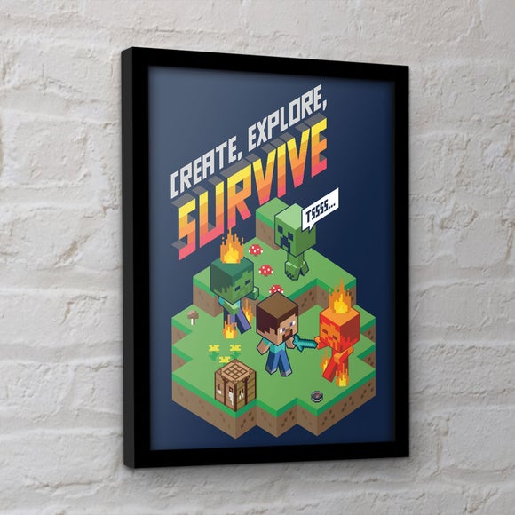 Minecraft Create Explore Survive Framed Print