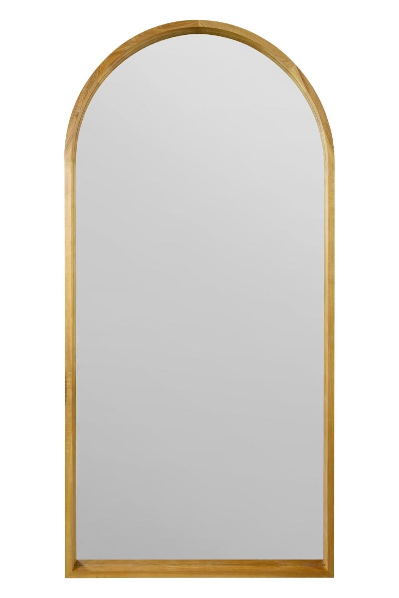 MirrorOutlet Solid Oak Framed Arched Leaner / Wall Mirror 71" X 35" (180CM X 90CM) in Beige 3