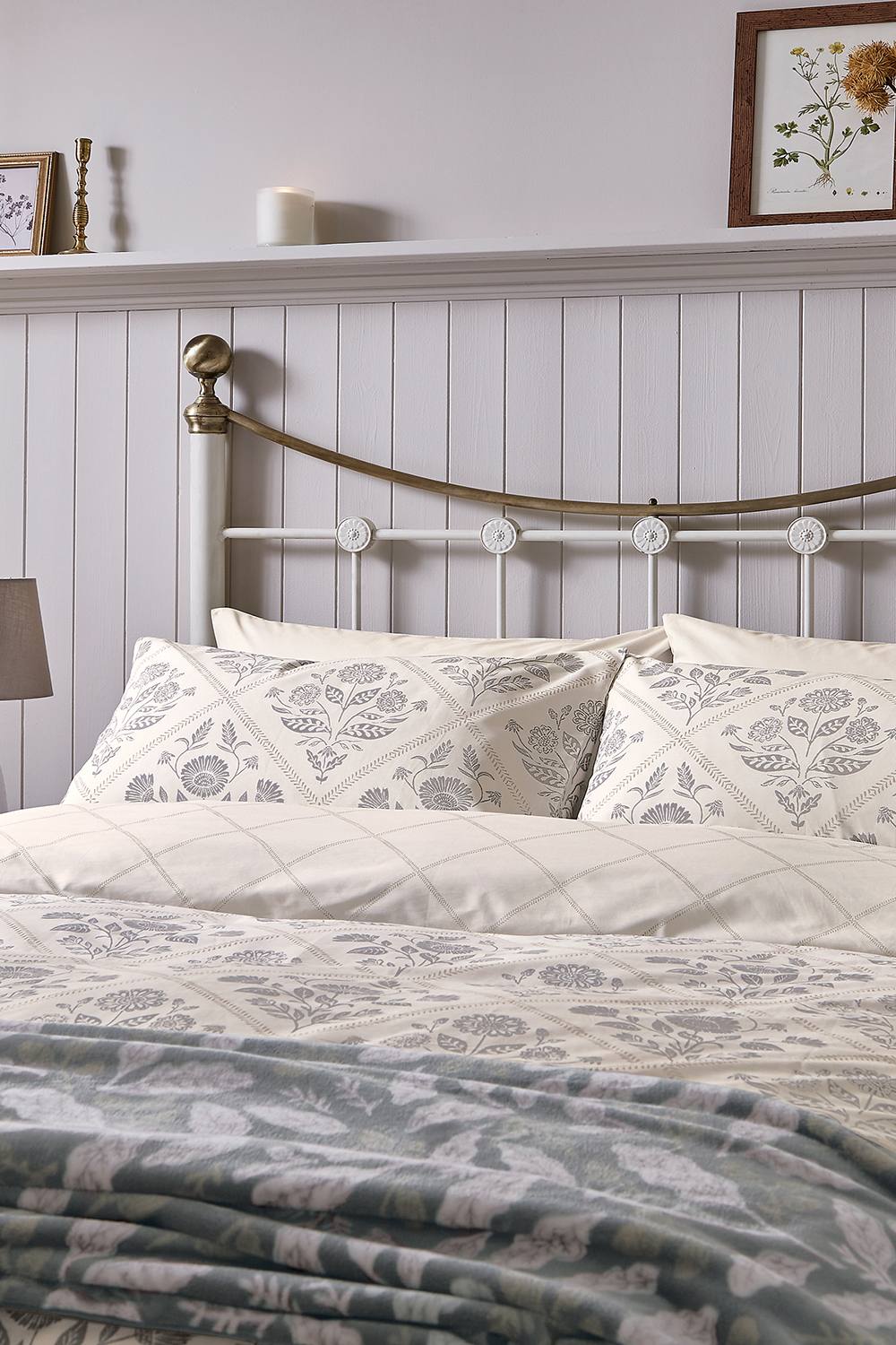 Helena Springfield 'Folk Trellis' Cotton Duvet Cover Set in Charcoal 2