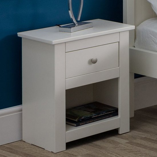 Radley Wooden Bedside Cabinet In Surf White With 1 Drawer