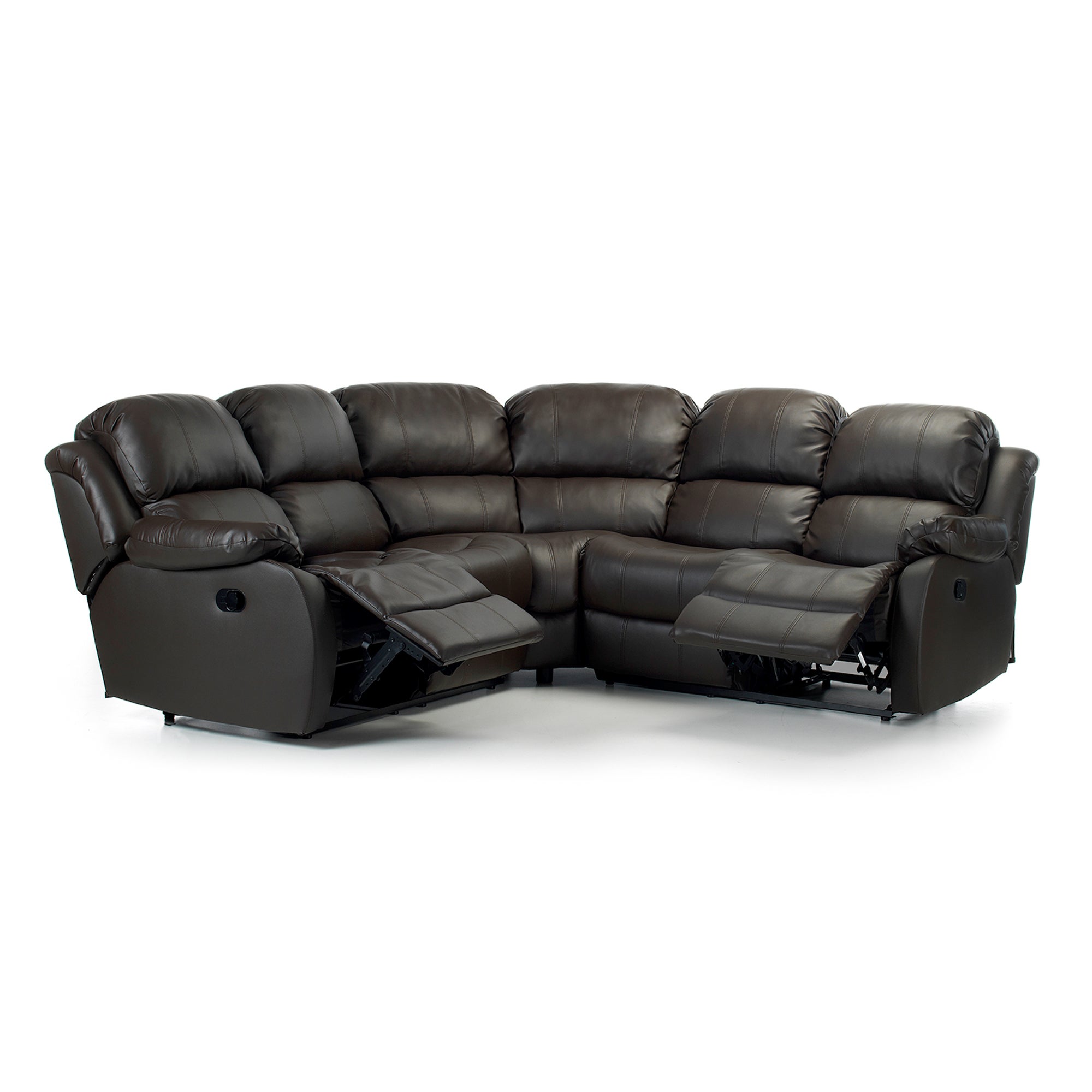 Anton Bonded Leather Reclining Corner Sofa Brown