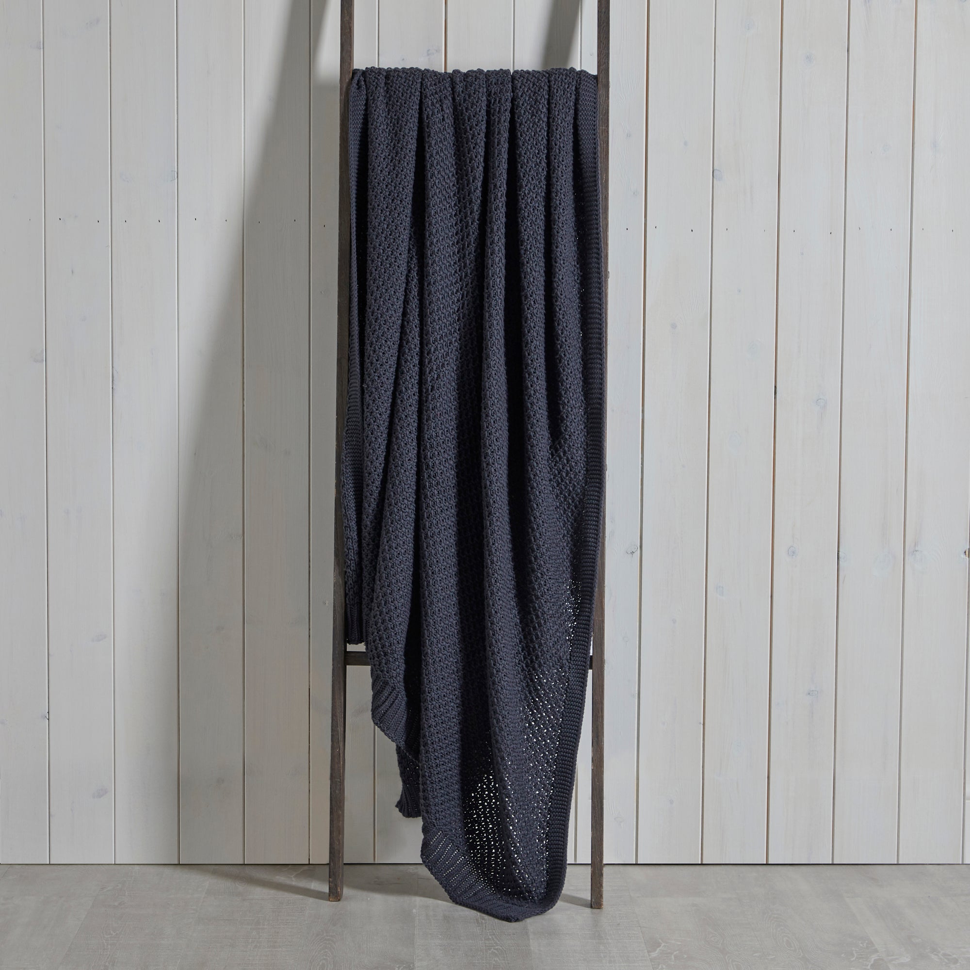 Cotton Moss Knit 130cm x 180cm Throw Charcoal