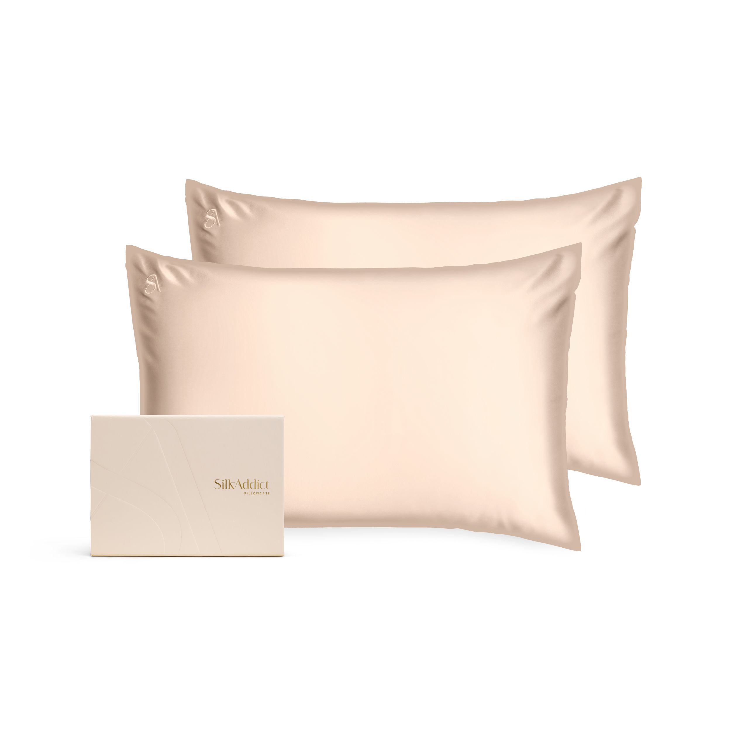 Silk Addict 100% Mulberry Silk Pillowcase Twinpack - Caramel in Metallic Gold