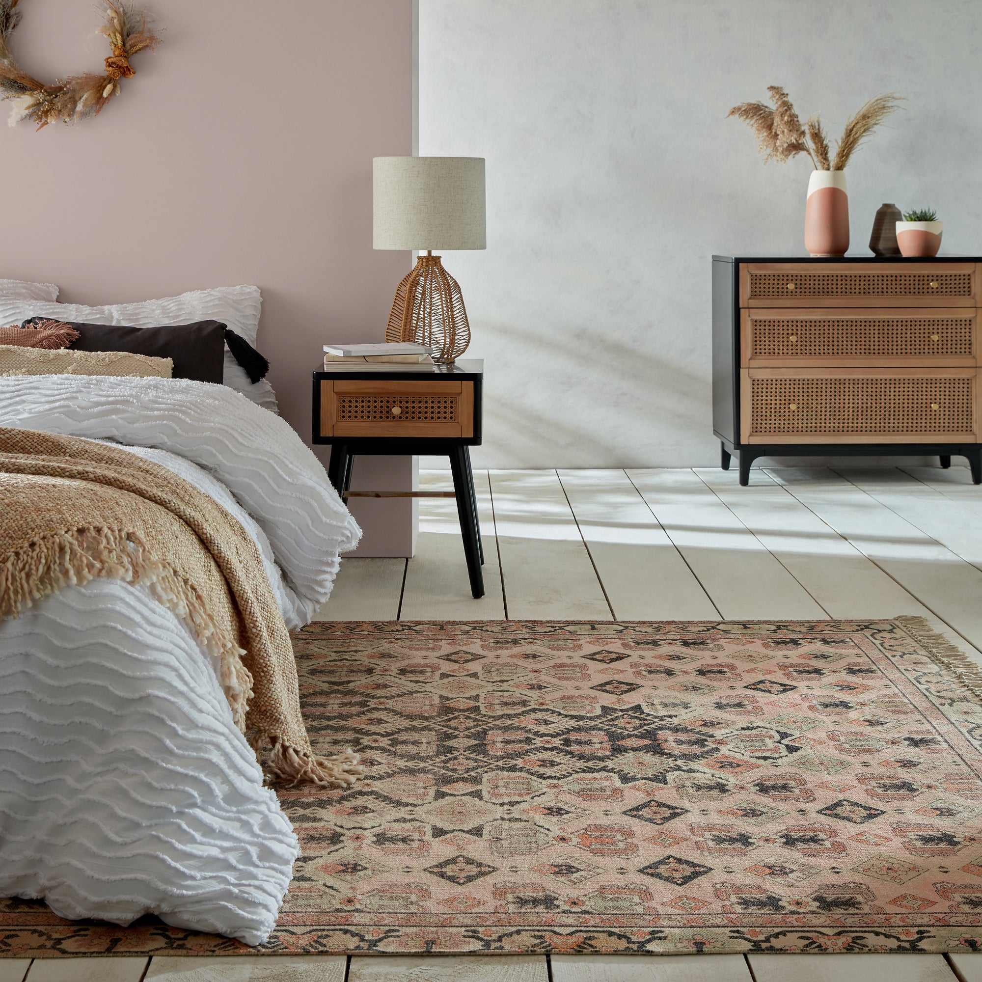 Jayda Flatweave Rug Pink and Peach