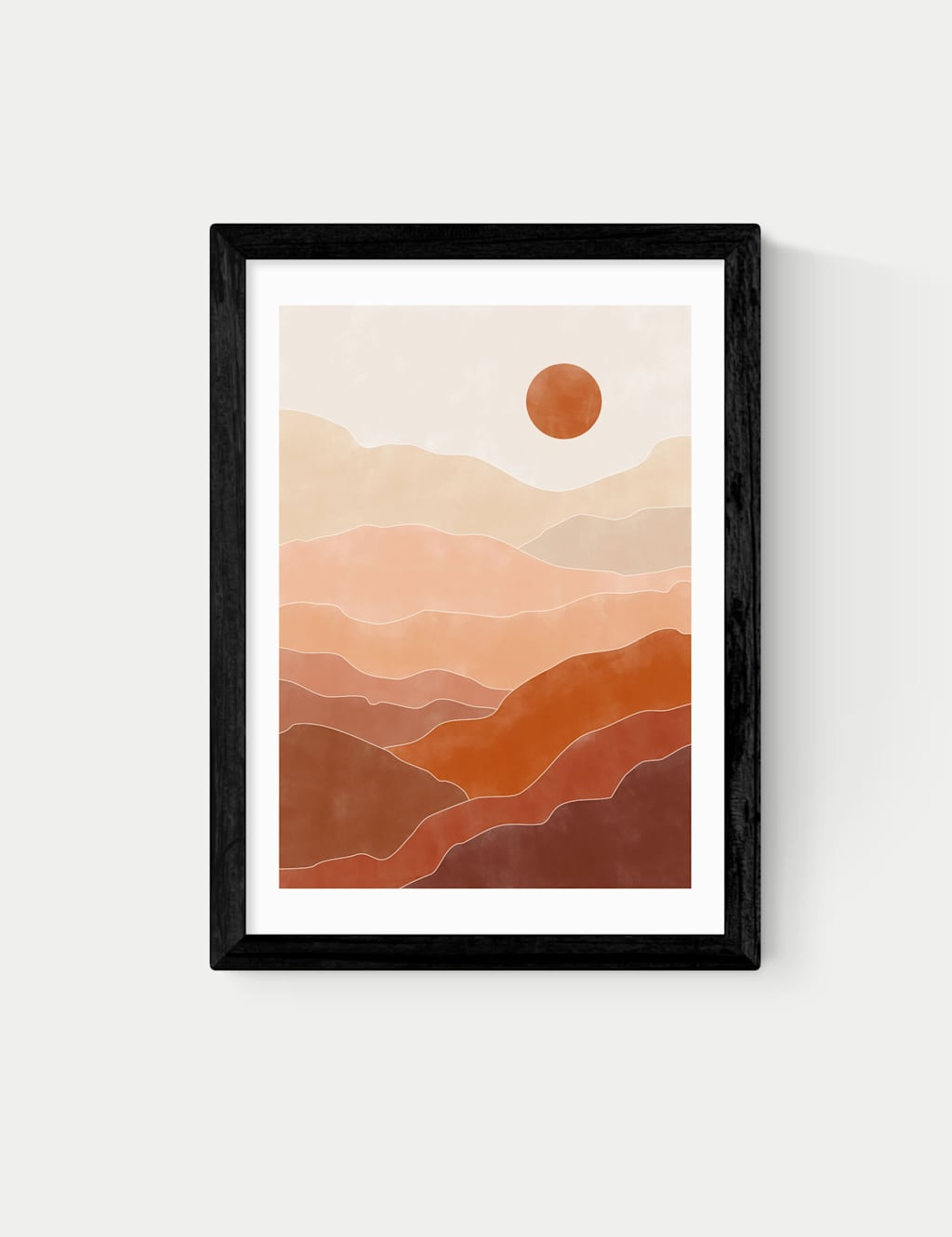 East End Prints Terracotta Landscape Framed Art Print Black