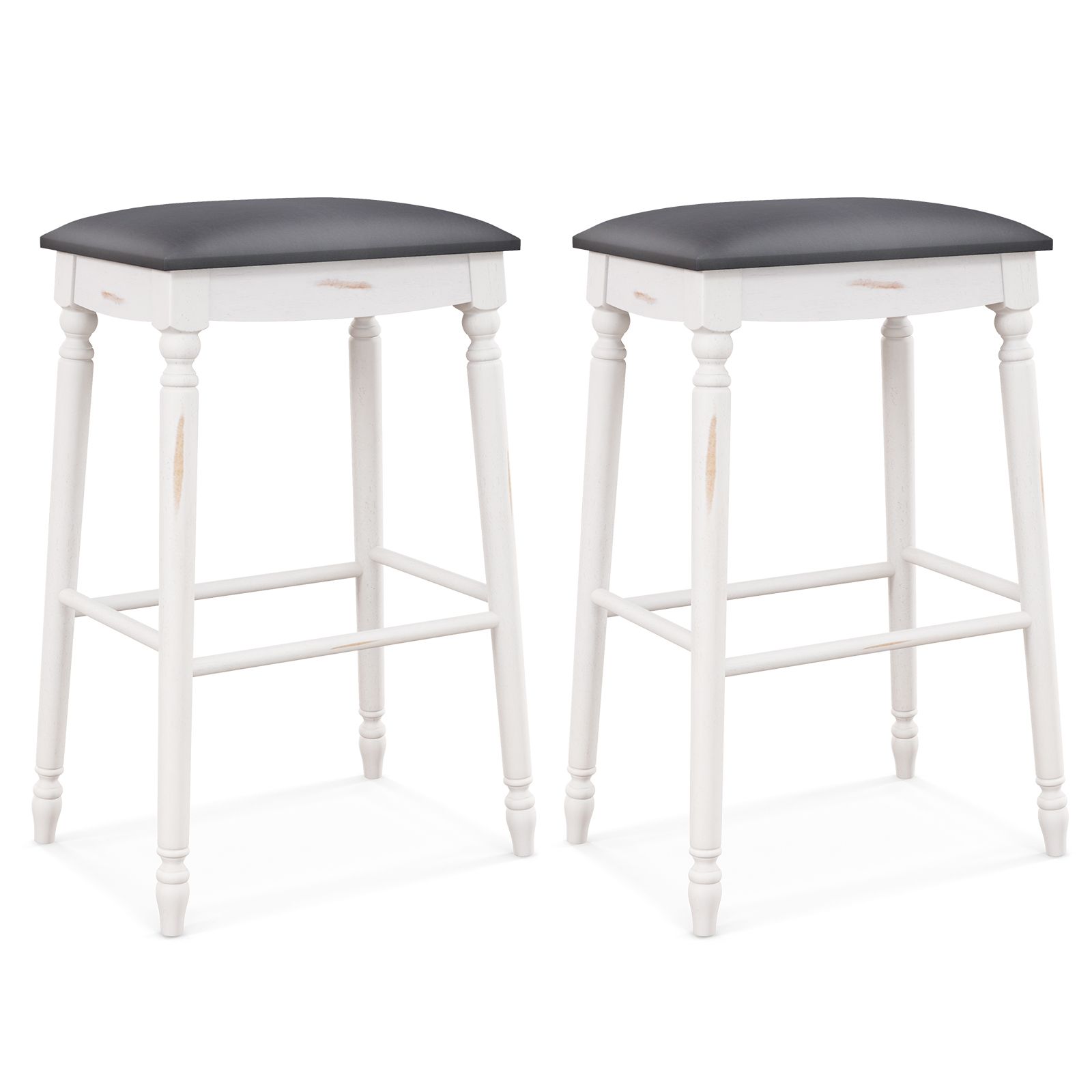 Costway Set of 2 Bar Stools Dining Counter Height Chair Modern Upholstered Pub Stool 29"