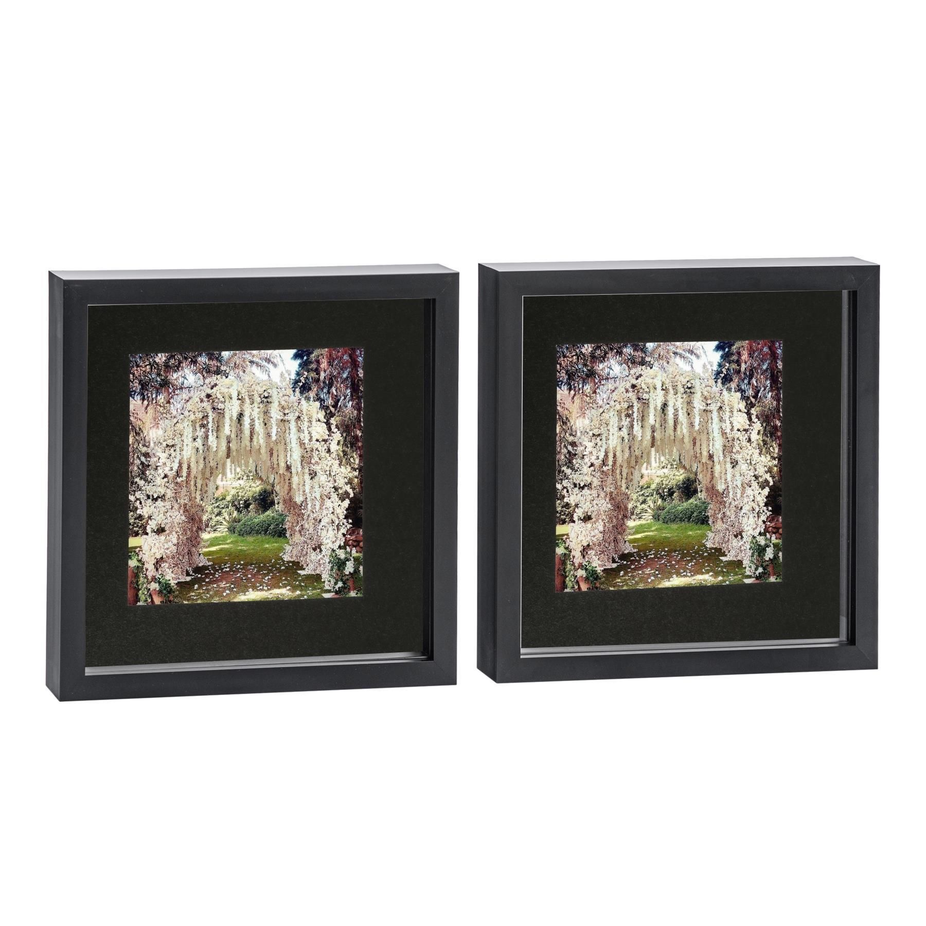 Nicola Spring 10x10" 3D Box Photo Frames 6x6" x2 in Black