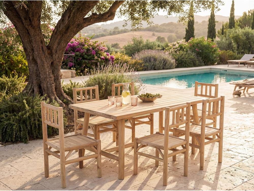 Vente-unique Garden Table L.180 Cm In Teak - Light Natural - TULUM By MYLIA in Light Oak