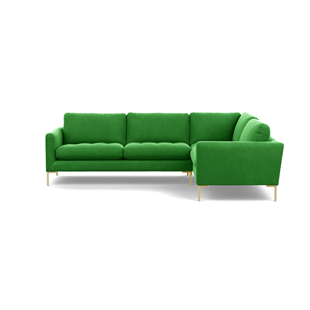 Heal's Eton Right Hand Facing Corner Sofa Varese Velvet Emerald Brass Feet