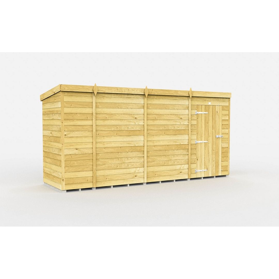 Buttercup Farm 13 x 4 Feet Pent Shed - Single Door W/O Window - L118 x W387 x H201 cm in Brown