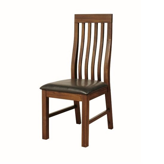 Ross Slatback Faux Leather Dining Chair In Acacia Finish