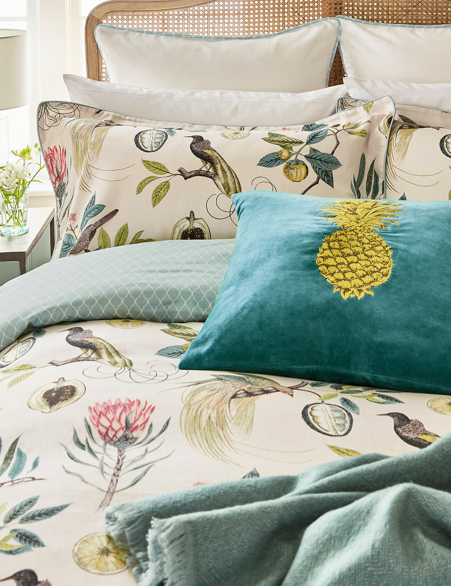 M&S Sanderson Pure Cotton Paradesia Sateen Duvet Cover