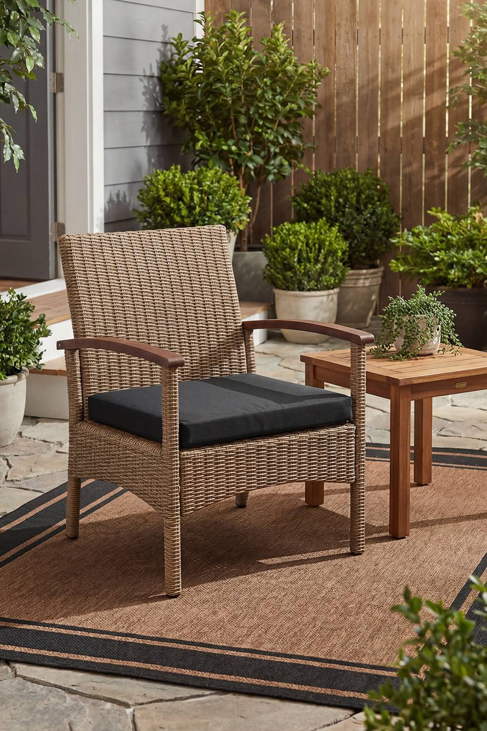 Square Seat Cushion for Indoor & Outdoor in Dark Grey