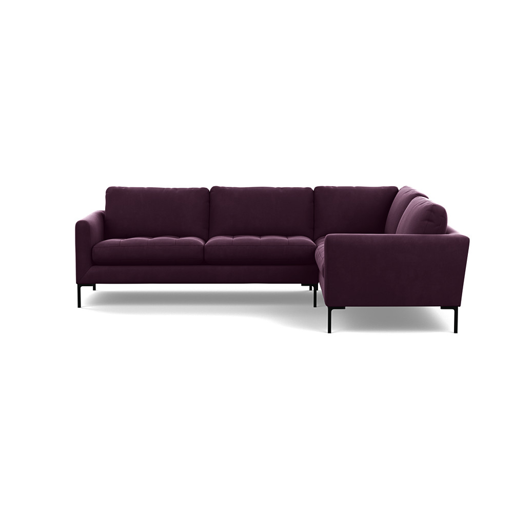 Heal's Eton Right Hand Facing Corner Sofa Velvet Grape Black Feet