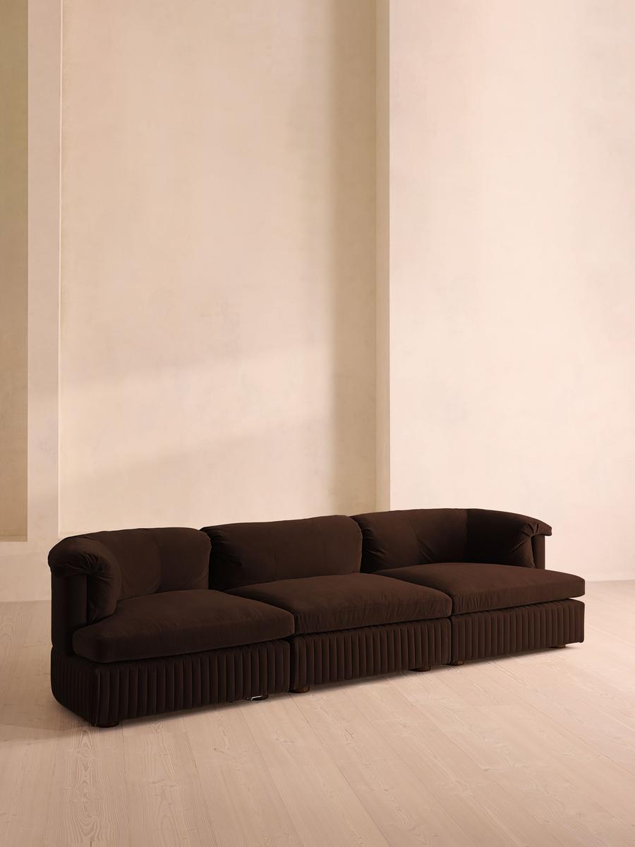 Oona Modular Sofa, Four Seater, Velvet, Chocolate