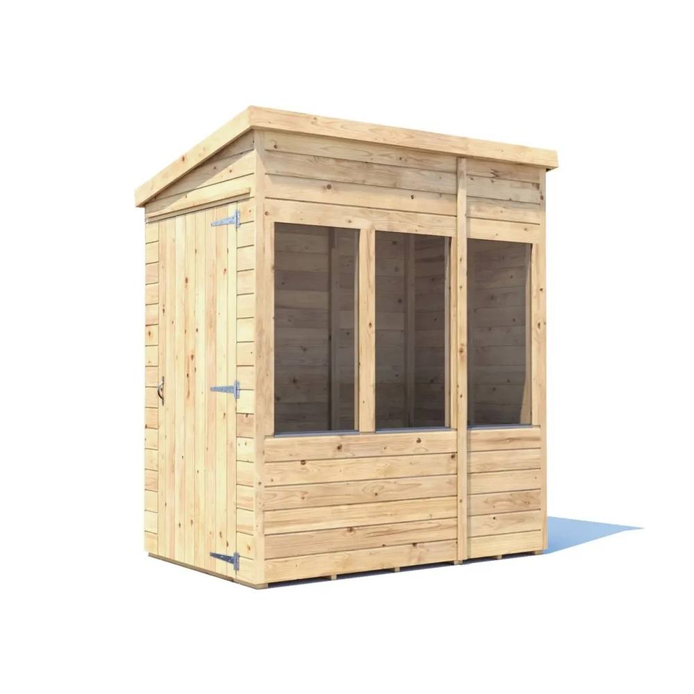 Dunster House Wooden Potting Shed Pent Roof W4' x D6' (W1.2 x D1.8m) Overlord Modular in Brown