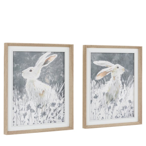 Cedar and Sage Set of 2 Botanical Hares Framed Canvases 6