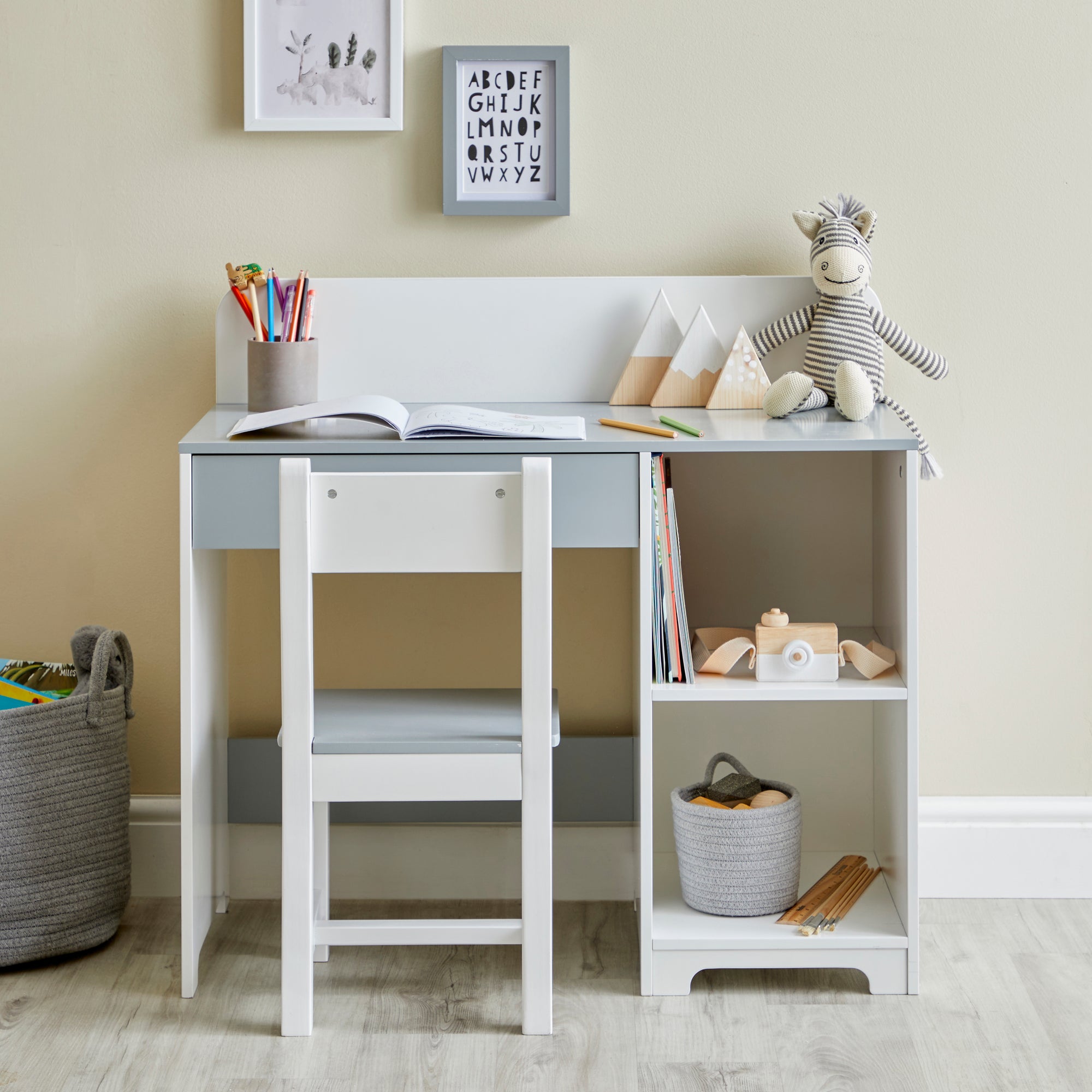 Kids Desk and Chair Set White