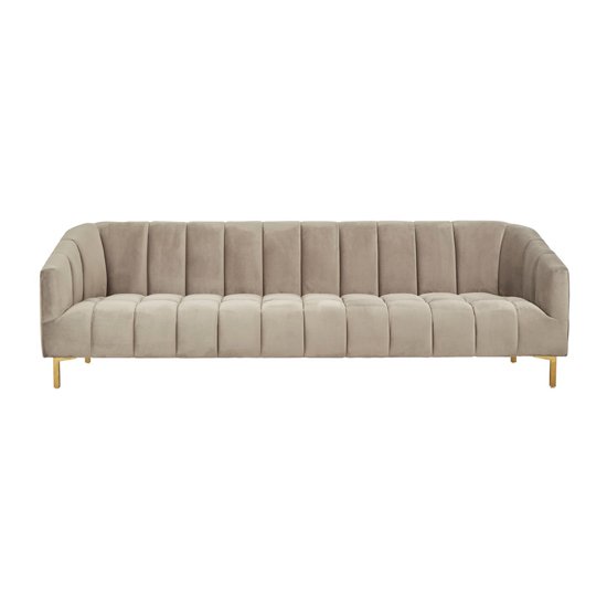 Balles Velvet 3 Seater Sofa In Grey