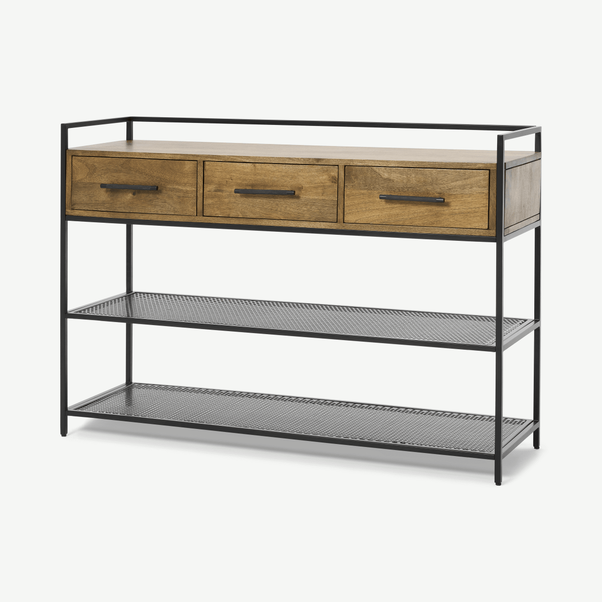 Garton Hallway Console, Mango Wood & Black Metal
