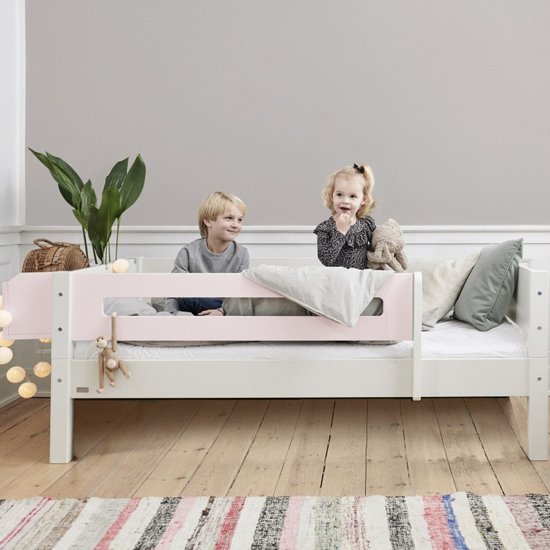 Morden Kids Wooden Day Bed In White And Light Rose Saftey Rail