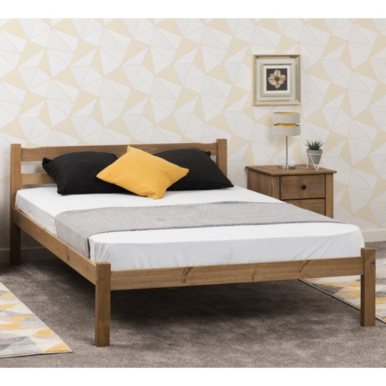 Panama Wooden Double Bed In Natural Wax