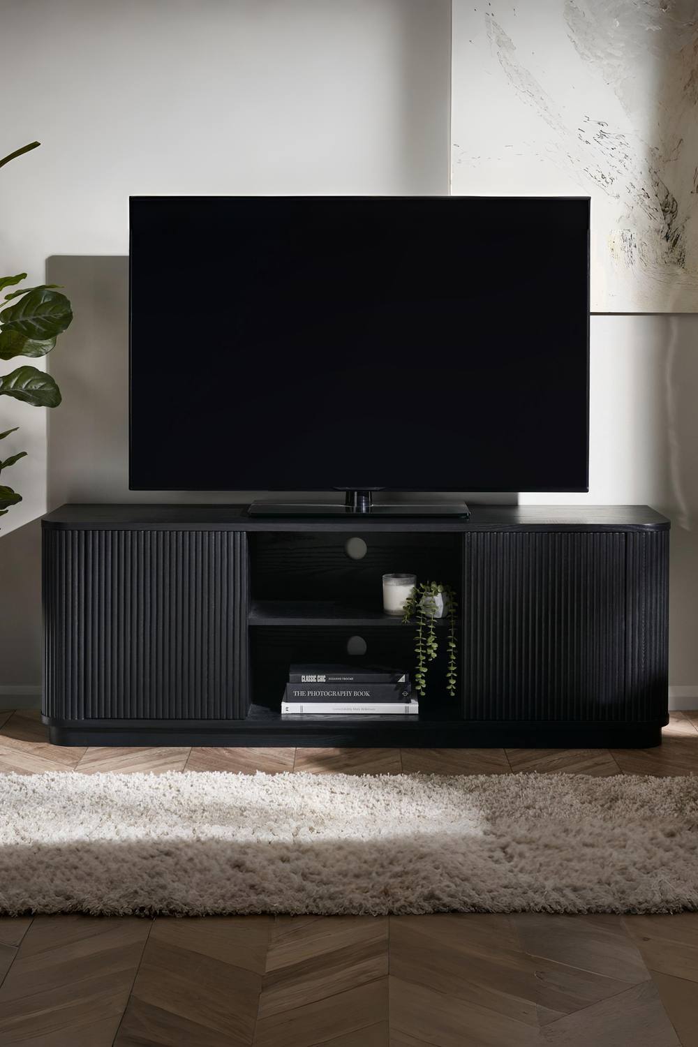 Julian Bowen Louis Fluted TV Unit in Black
