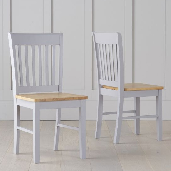 Botain Oak And Grey Dining Chairs In Pair