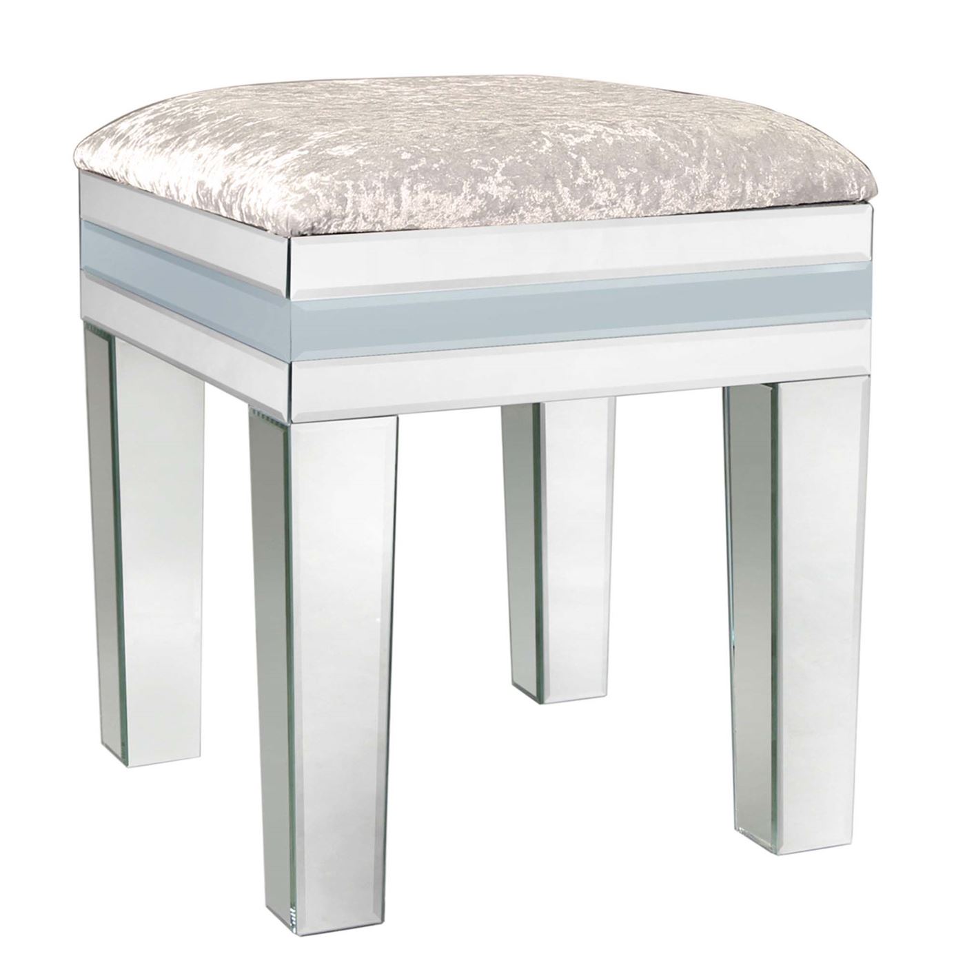 Quartz Dressing Table Stool, Grey Glass and Mirror