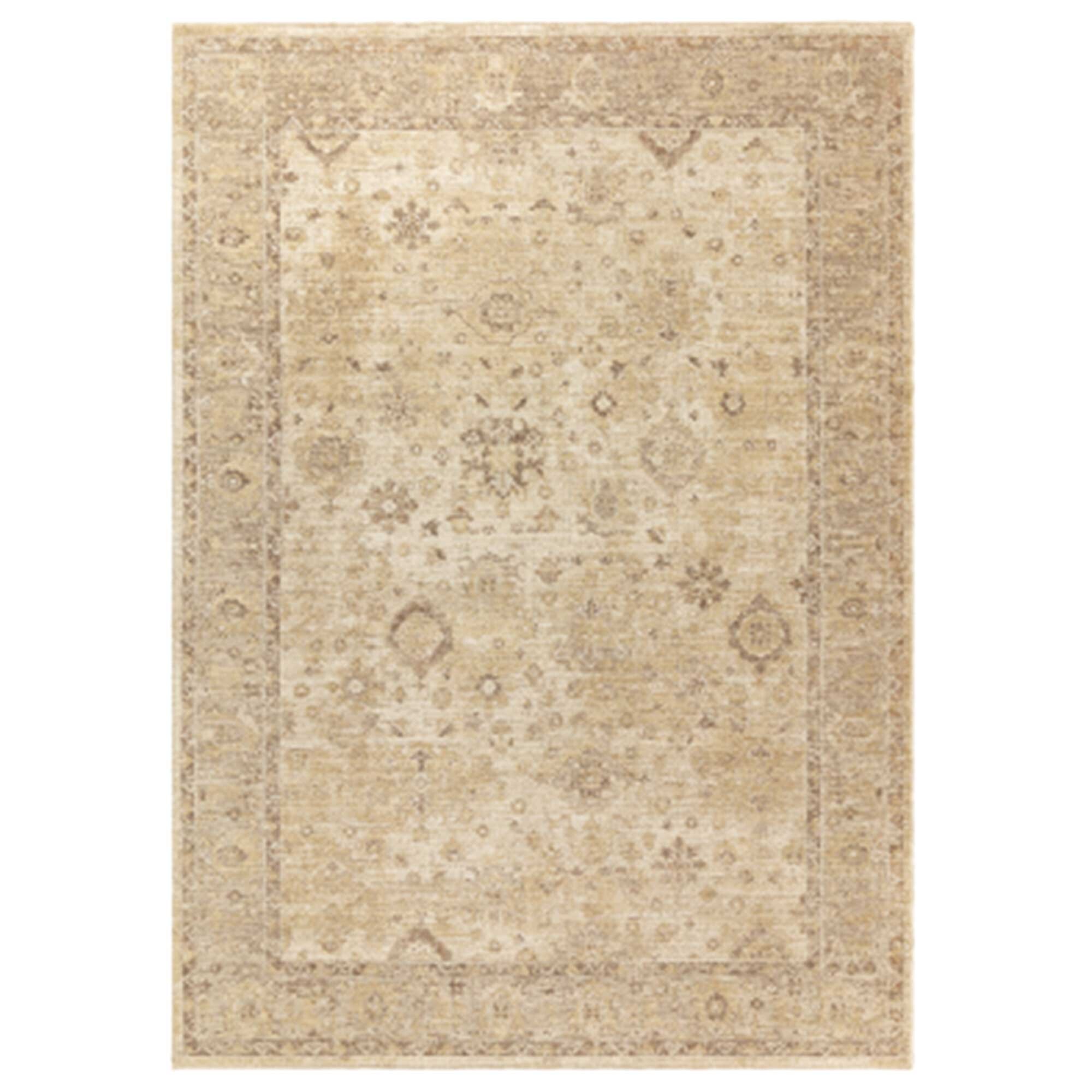 Elaris Ornate Beige 120x160cm Rug, Square, Neutral Polyester | Barker & Stonehouse